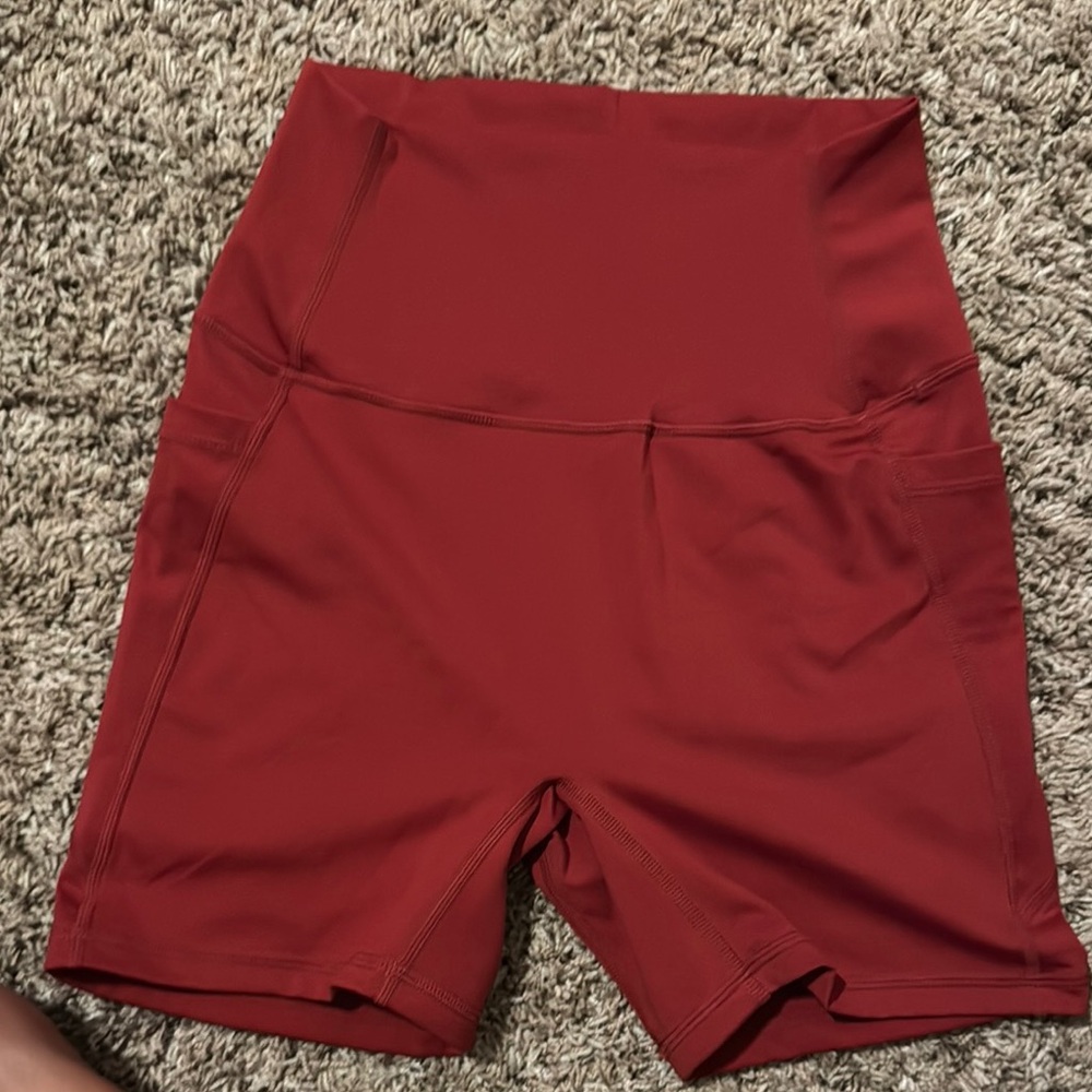 Stylish High-Waisted Red Bike Shorts